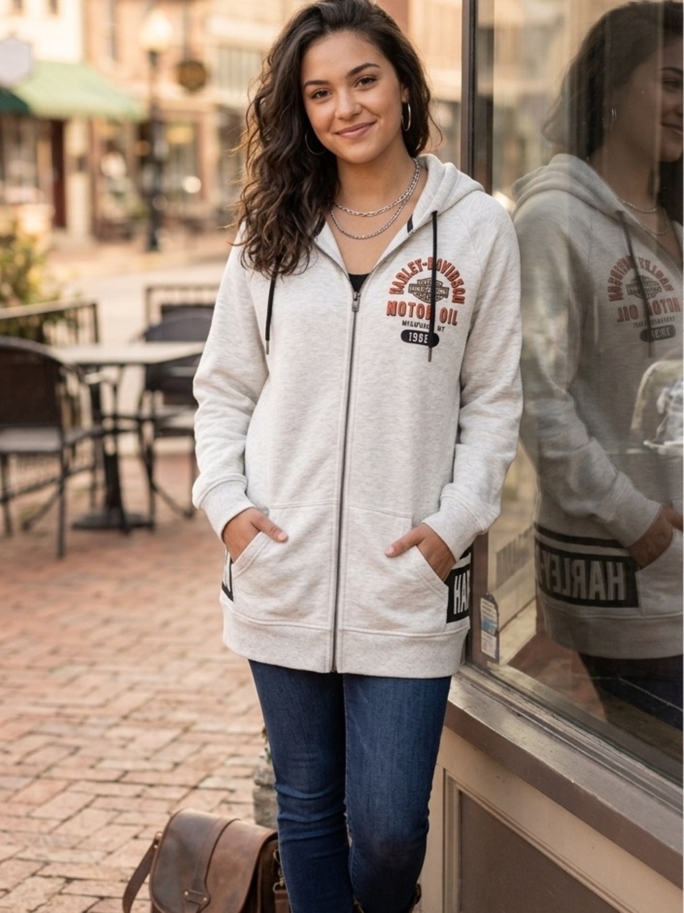 Harley Davidson Museum Official Zip Hoodie Sz L Heather Gray Milwaukee Biker